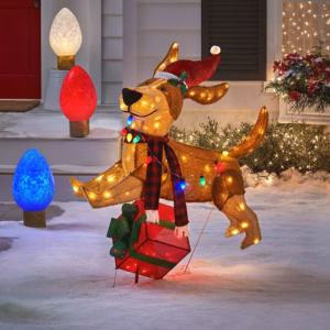 Cachorrinho de Natal Alegre e Saltitante com 144 LEDs Coloridos