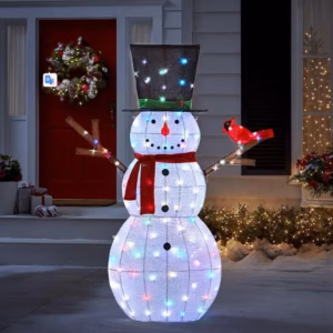 Boneco de Neve Cintilante com 100 LEDs Multicoloridos – 1,82 m