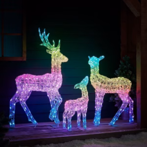 Conjunto de Renas Iluminadas com LED RGB Inteligente e Controle via Wi-Fi