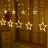 3,5M 138 LEDs Cordão de Luzes Estilo Gelo com Estrelas – Cortina de Luzes Fadas para Natal, Casamento, Casa, Festa de Aniversário e Decoração