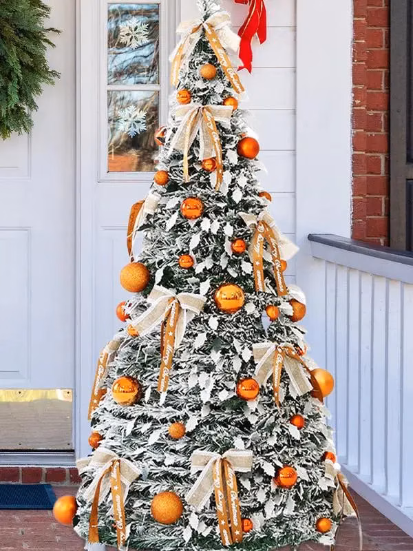 Para nova árvore de natal dobrável retrátil fácil de montar com arcos e bolas decoração do feriado de natal