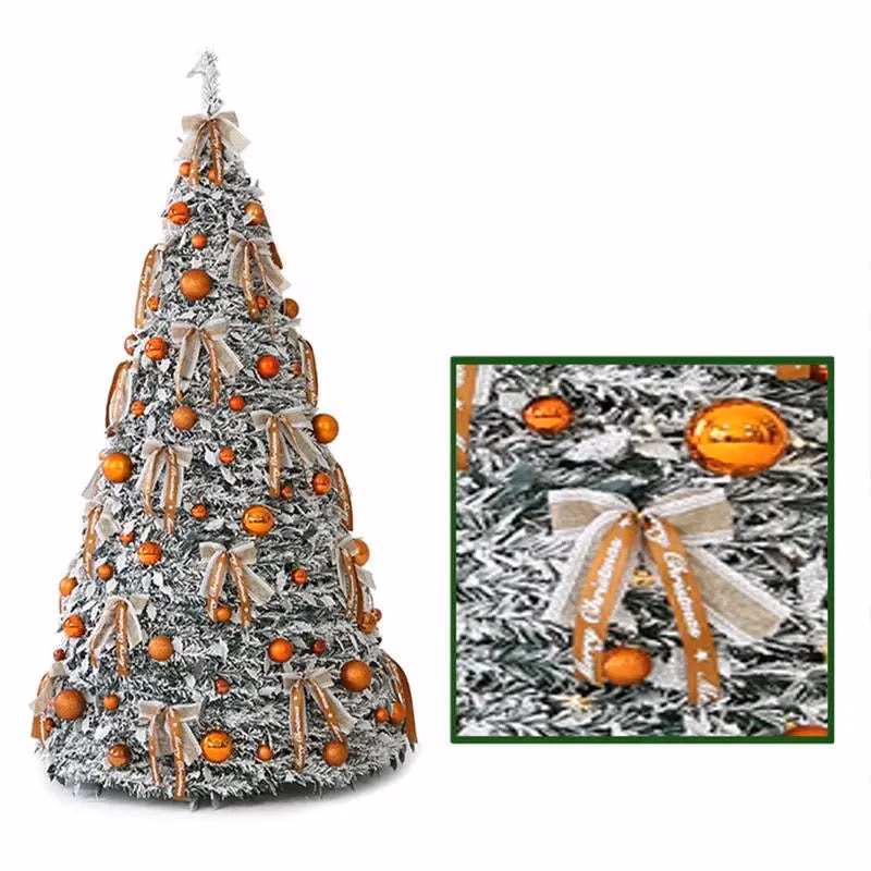 Para nova árvore de natal dobrável retrátil fácil de montar com arcos e bolas decoração do feriado de natal - Image 4