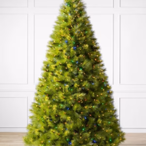 Árvore de Natal Verde Monterey Pine com Galhos Longos, Suporte Metálico e Micro LEDs Coloridos Embutidos