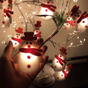 10 Luzes de Corda de Boneco de Neve LED