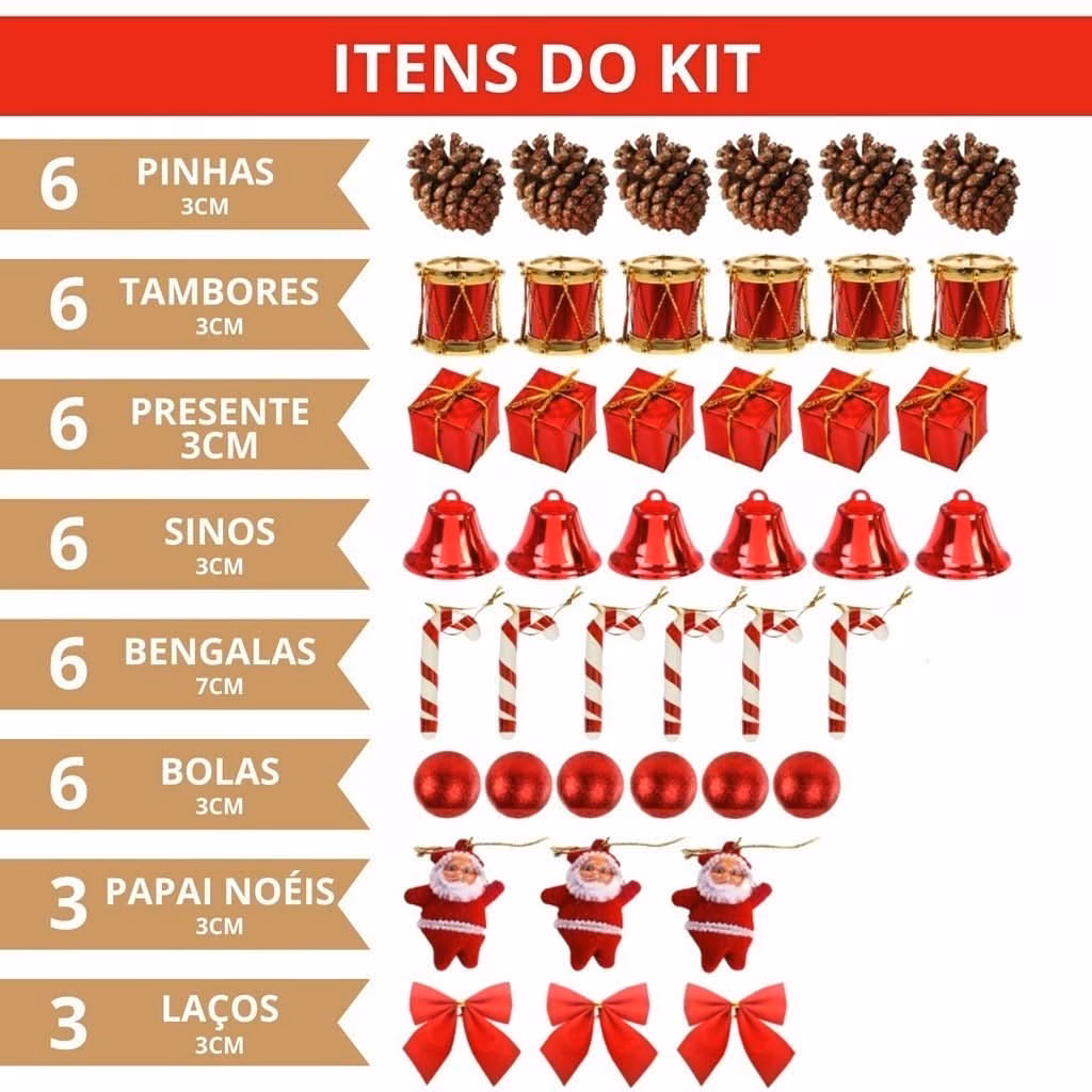Kit 43 Enfeites Para Árvores De Natal Decoração Estrela Bolinha - Image 2