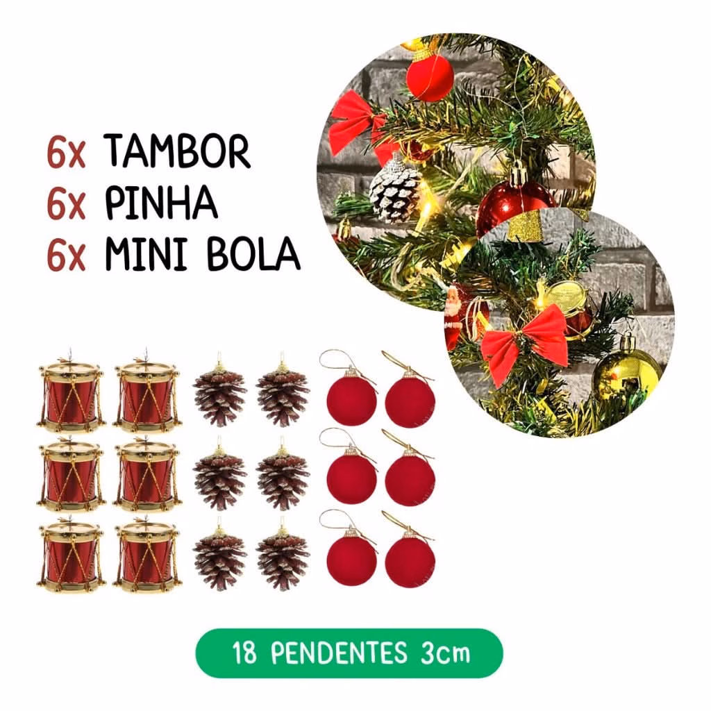 Kit 56 Enfeites Decoração Árvore De Natal Pendentes Bolinhas Pisca - Image 5