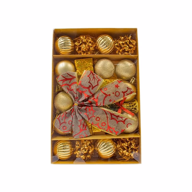 Kit 24 Enfeites Natalinos Bola Laço Decoração Árvore de Natal Vermelho Dourado Prata - Image 2