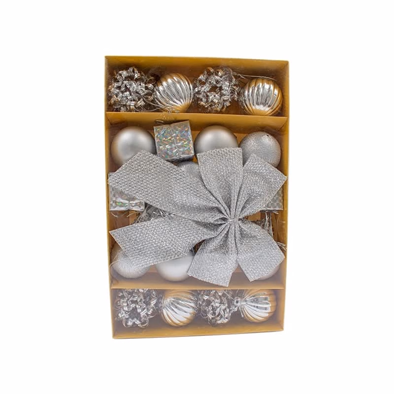 Kit 24 Enfeites Natalinos Bola Laço Decoração Árvore de Natal Vermelho Dourado Prata - Image 3