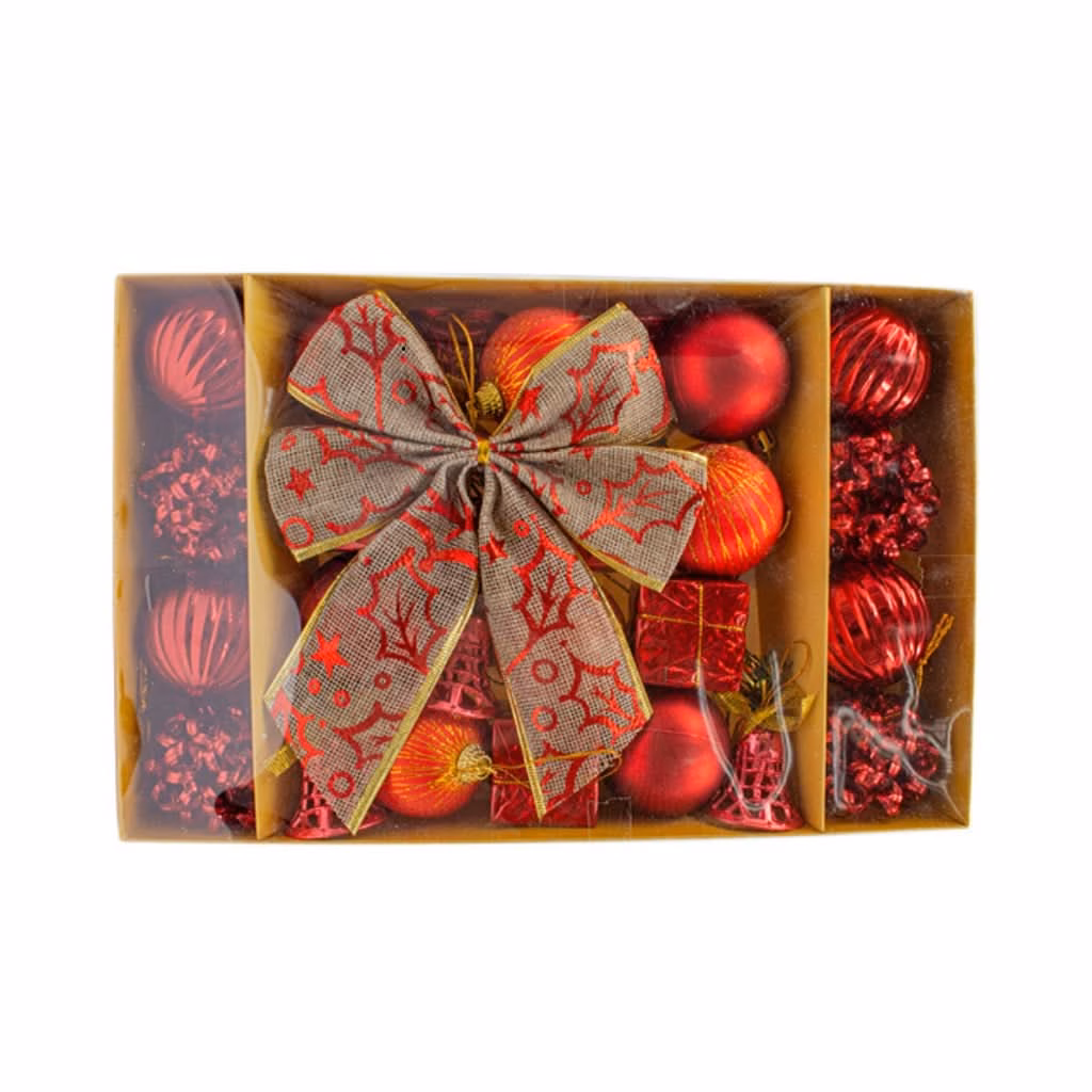 Kit 24 Enfeites Natalinos Bola Laço Decoração Árvore de Natal Vermelho Dourado Prata - Image 4