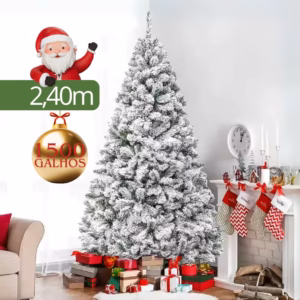Árvore Natal 2,40m Pinheiro Nevada Luxo 1500 Galhos Cheia