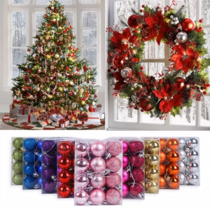 Decoração De Natal / 4cm 36 Peças Bolas Coloridas De Natal Com Glitter