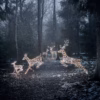 Conjunto Natalino de 5 Renas Iluminadas com LED em Duas Cores