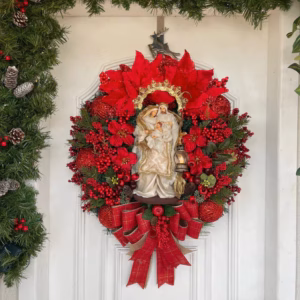 Guirlanda De Natal Sagrada Família C/ Led 65cm Verm