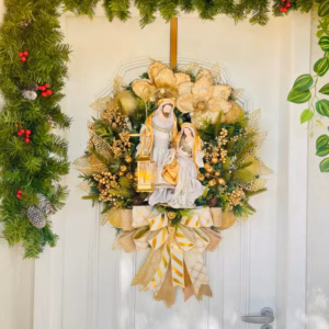 Guirlanda De Natal Sagrada Família C/ Led 65cm