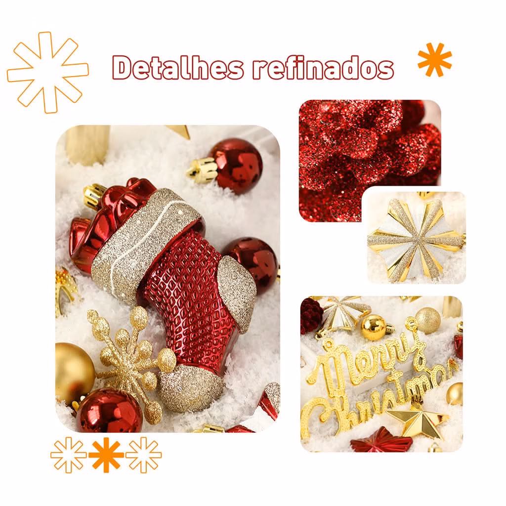 Kit 70 Bolas decoração de natal árvore pendente bolinhas enfeites natalinos casa pisca pisca led - Image 5